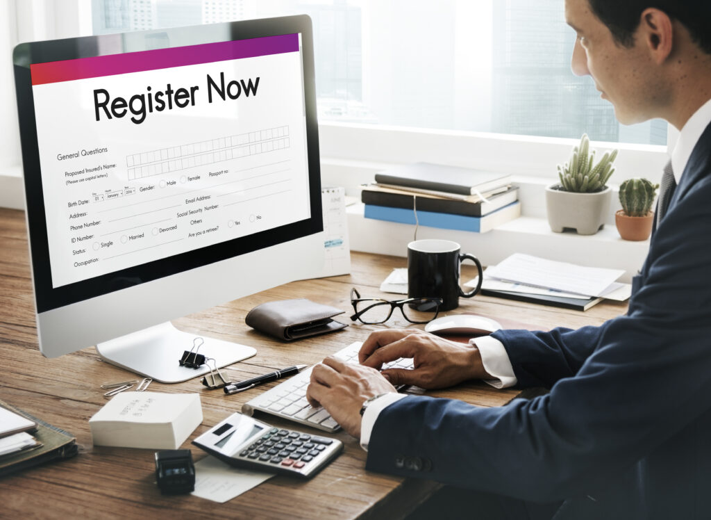 Register Now Application Information Concept
